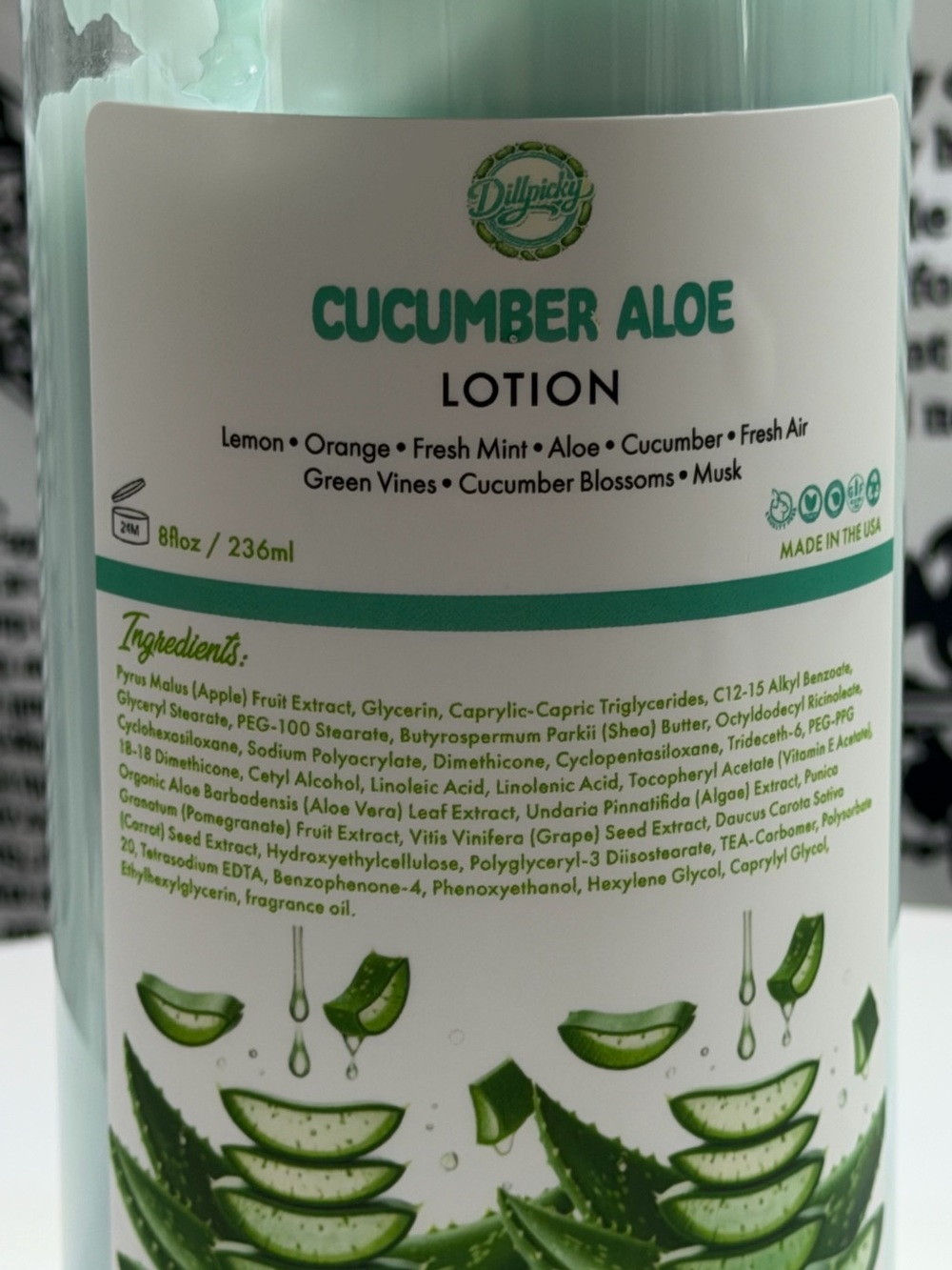 Aminnah Cucumber Aloe Lotion – Soothing Hydration - Picture 2 of 4